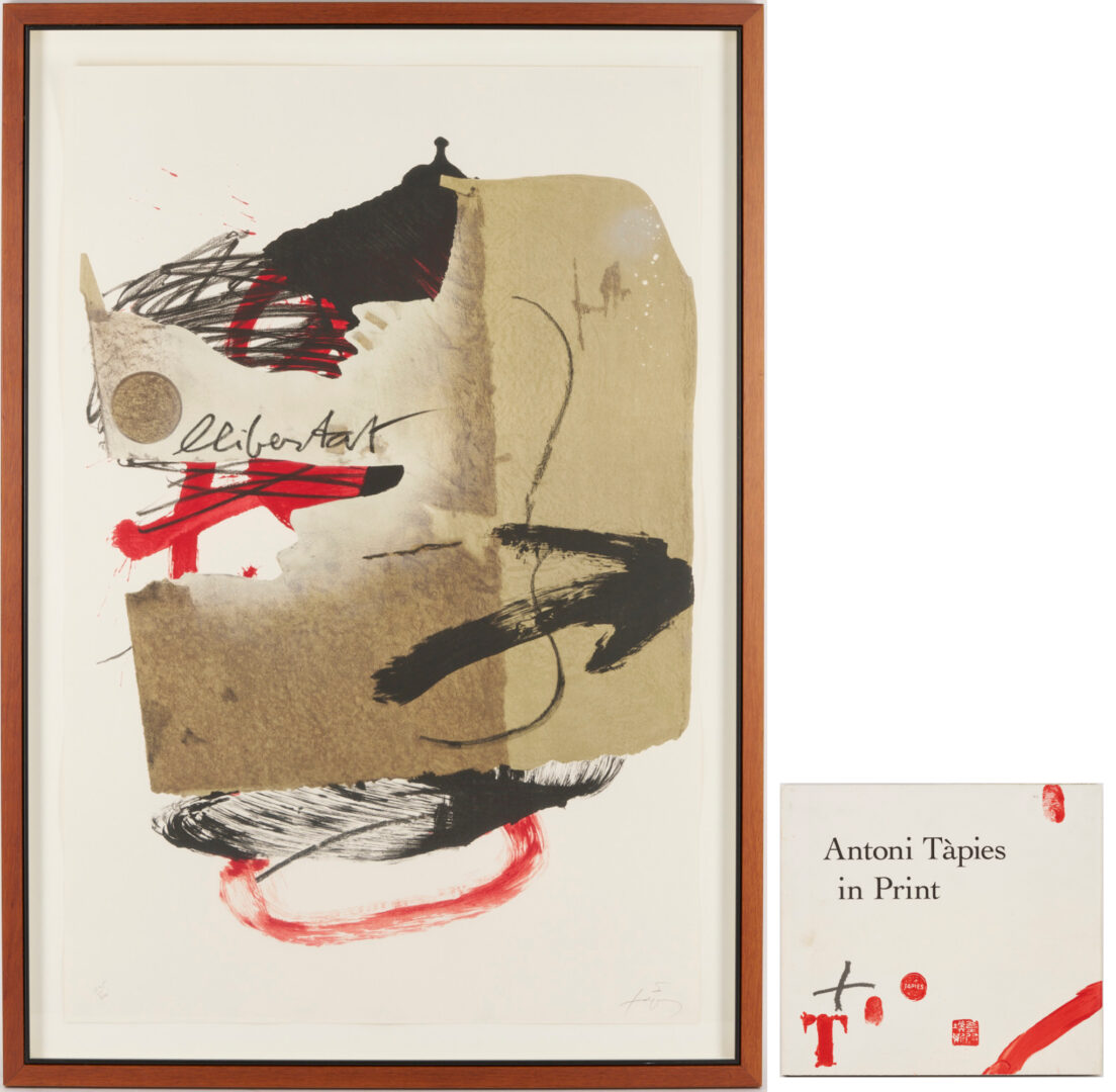 Lot 437: Antoni Tapies Signed Lithograph, Llibertat/ Liberty, plus Exhibtion Catalog