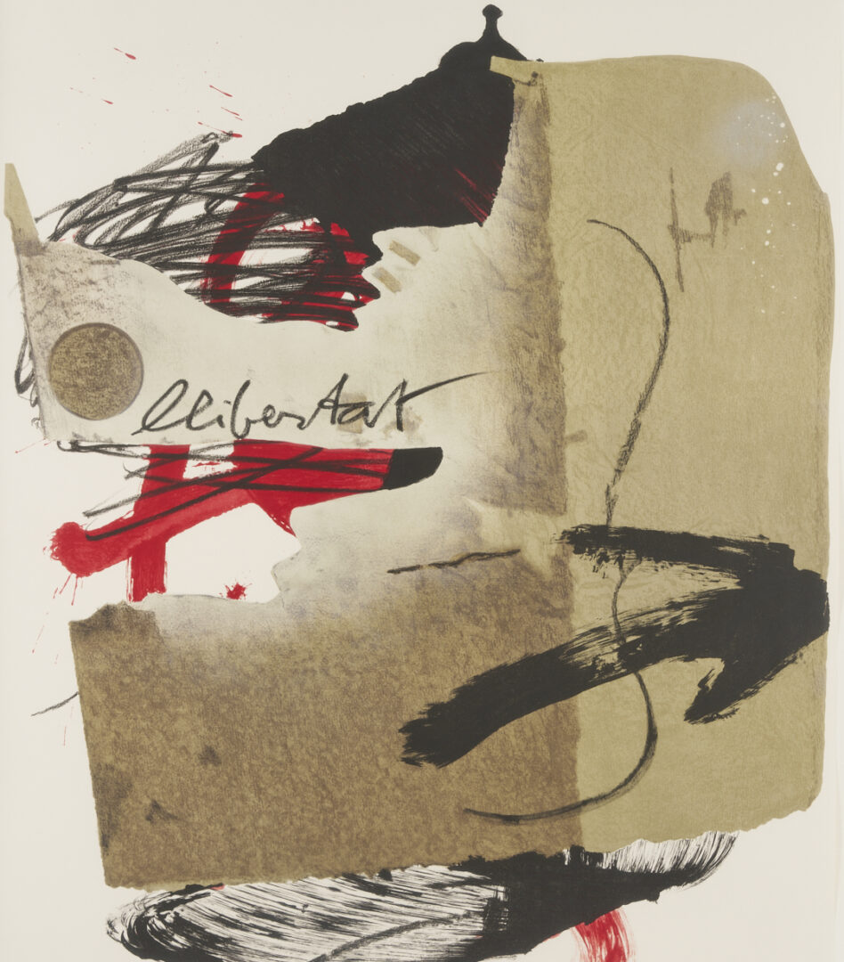 Lot 437: Antoni Tapies Signed Lithograph, Llibertat/ Liberty, plus Exhibtion Catalog