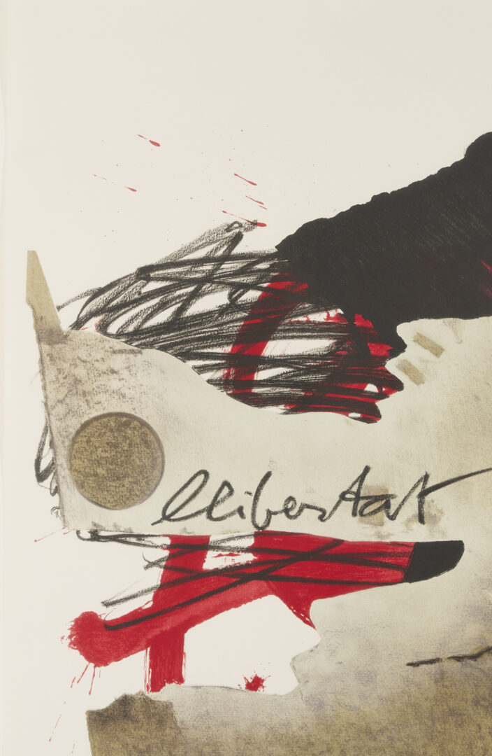 Lot 437: Antoni Tapies Signed Lithograph, Llibertat/ Liberty, plus Exhibtion Catalog