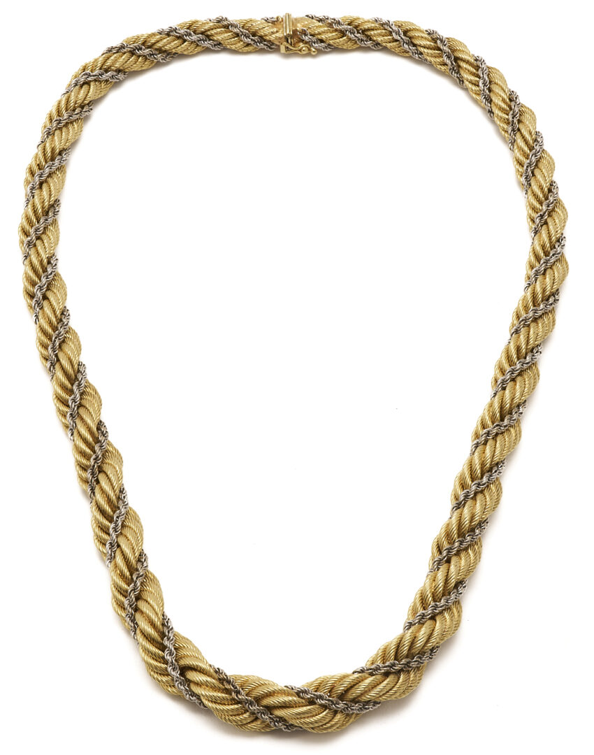 Lot 43: Lady's Italian 18K Gold 19" Two Tone Rope Chain Necklace