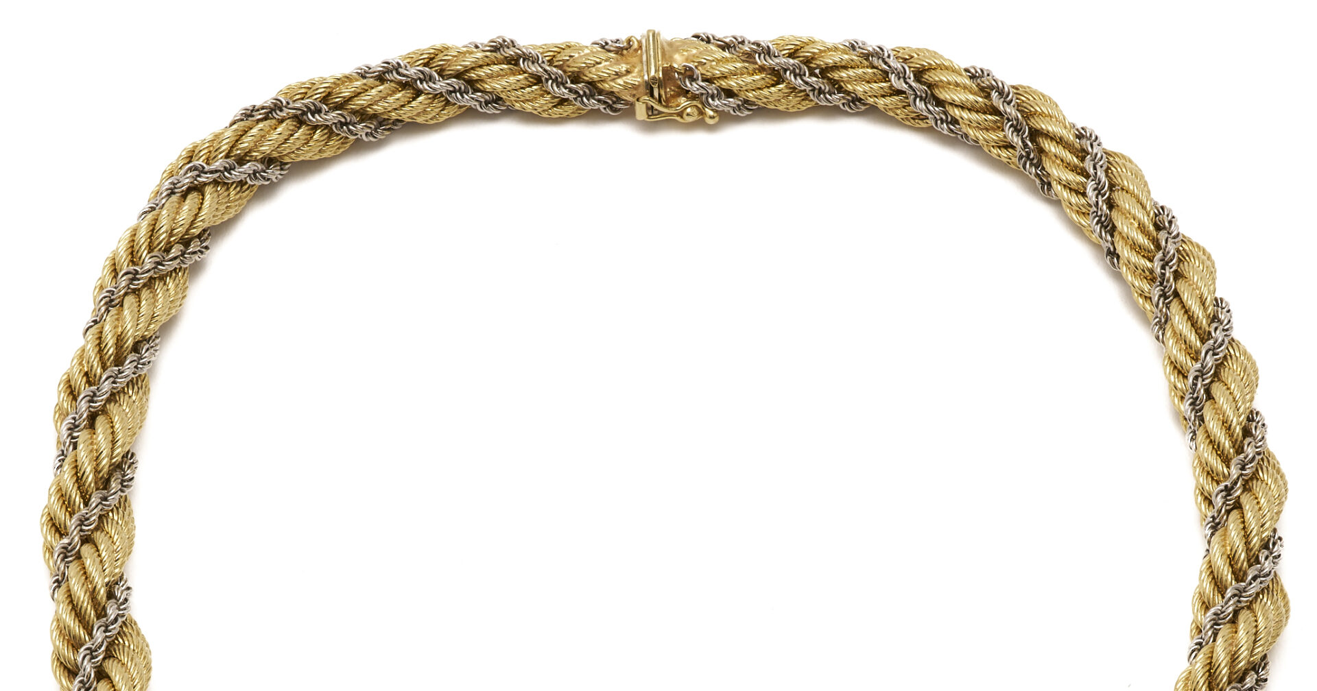 Lot 43: Lady's Italian 18K Gold 19" Two Tone Rope Chain Necklace