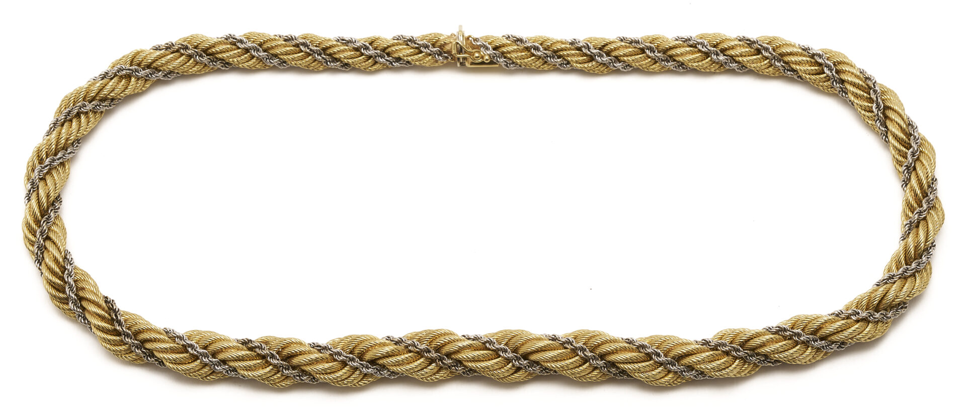 Lot 43: Lady's Italian 18K Gold 19" Two Tone Rope Chain Necklace