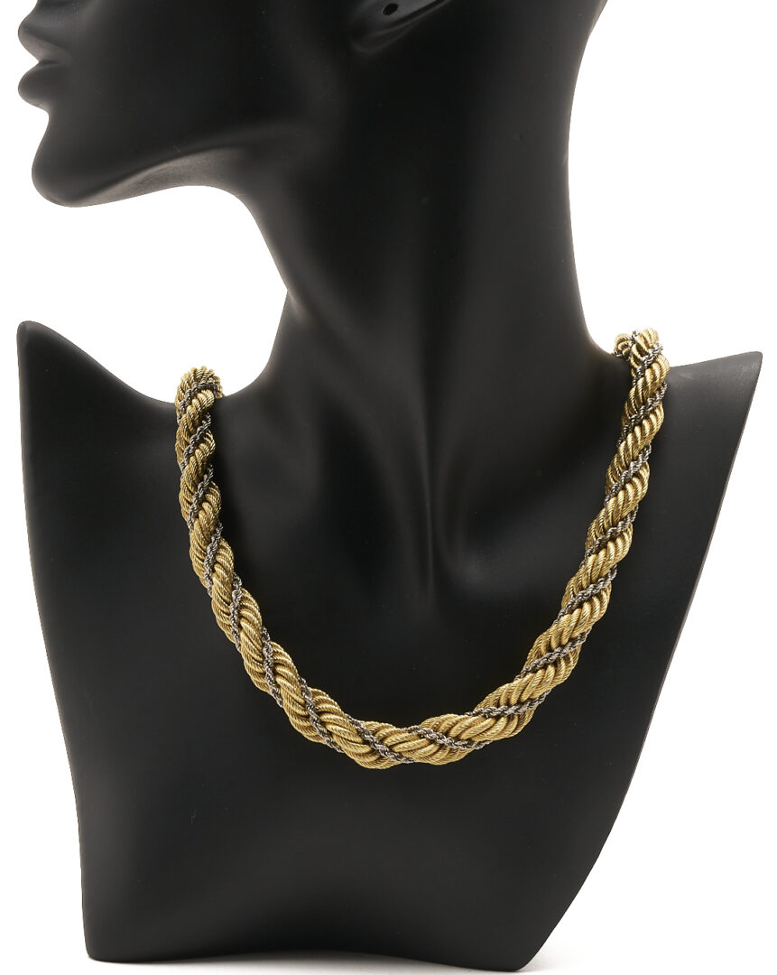 Lot 43: Lady's Italian 18K Gold 19" Two Tone Rope Chain Necklace