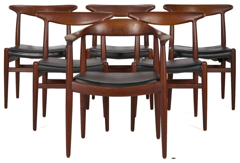 Lot 442: 6 MCM Dining Chairs including Hans Wegner