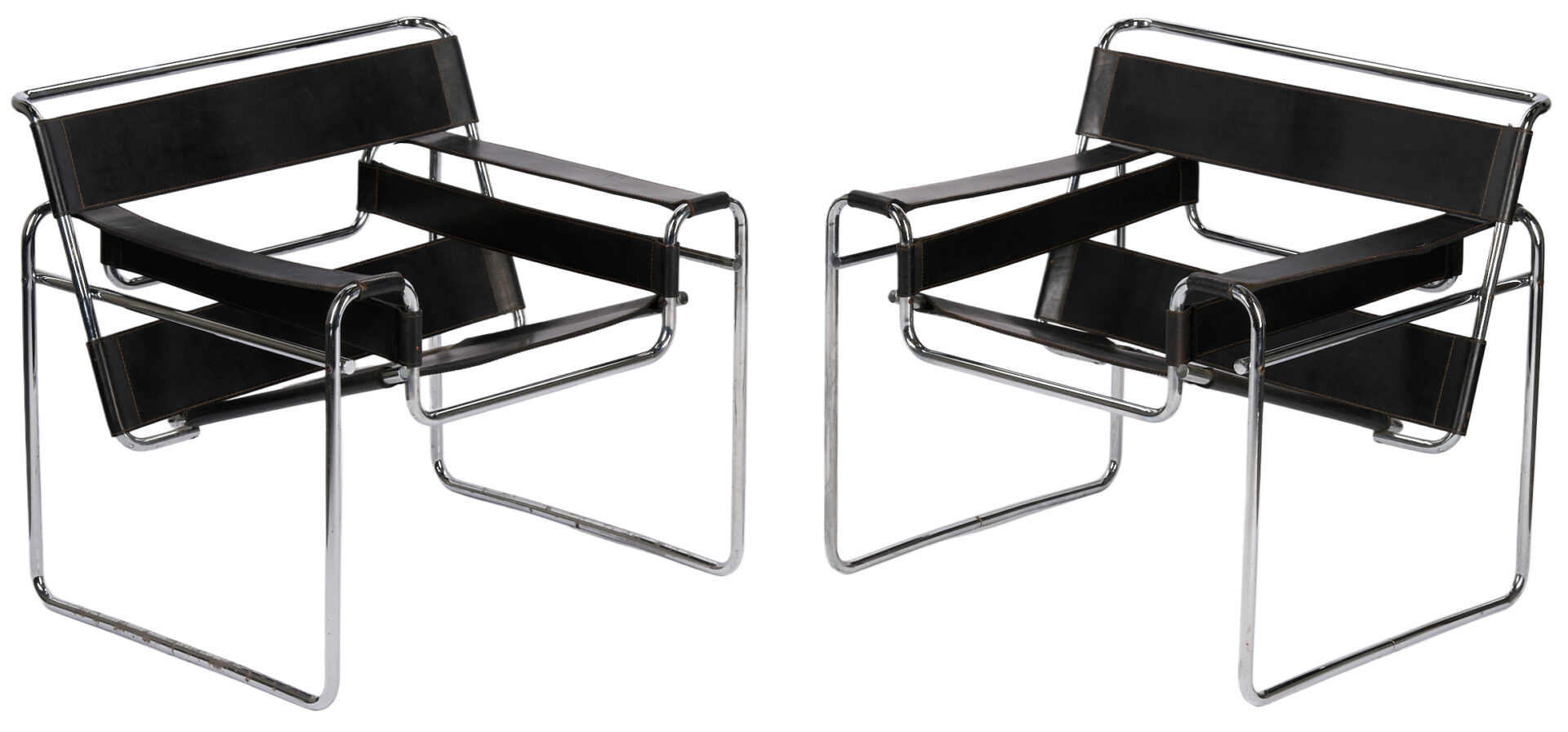 Lot 443: Pair Marcel Breuer for Knoll Wassily Chairs, Labeled