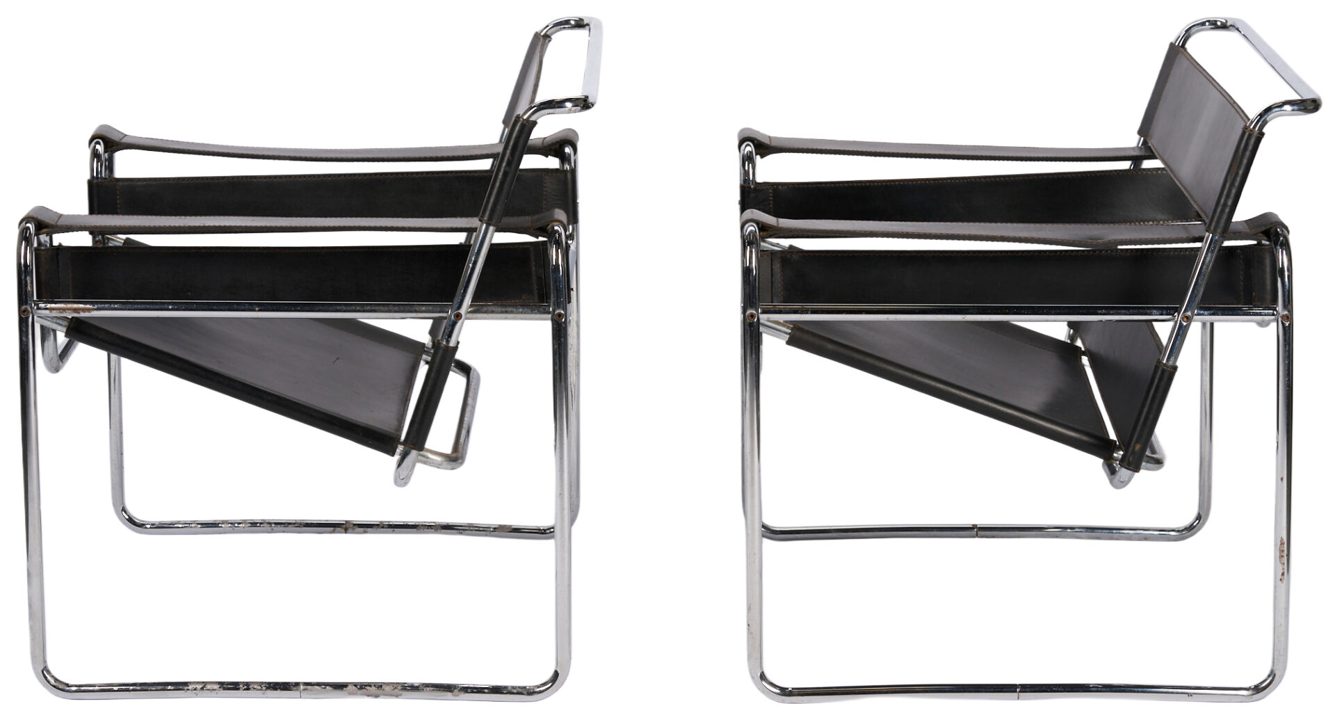 Lot 443: Pair Marcel Breuer for Knoll Wassily Chairs, Labeled