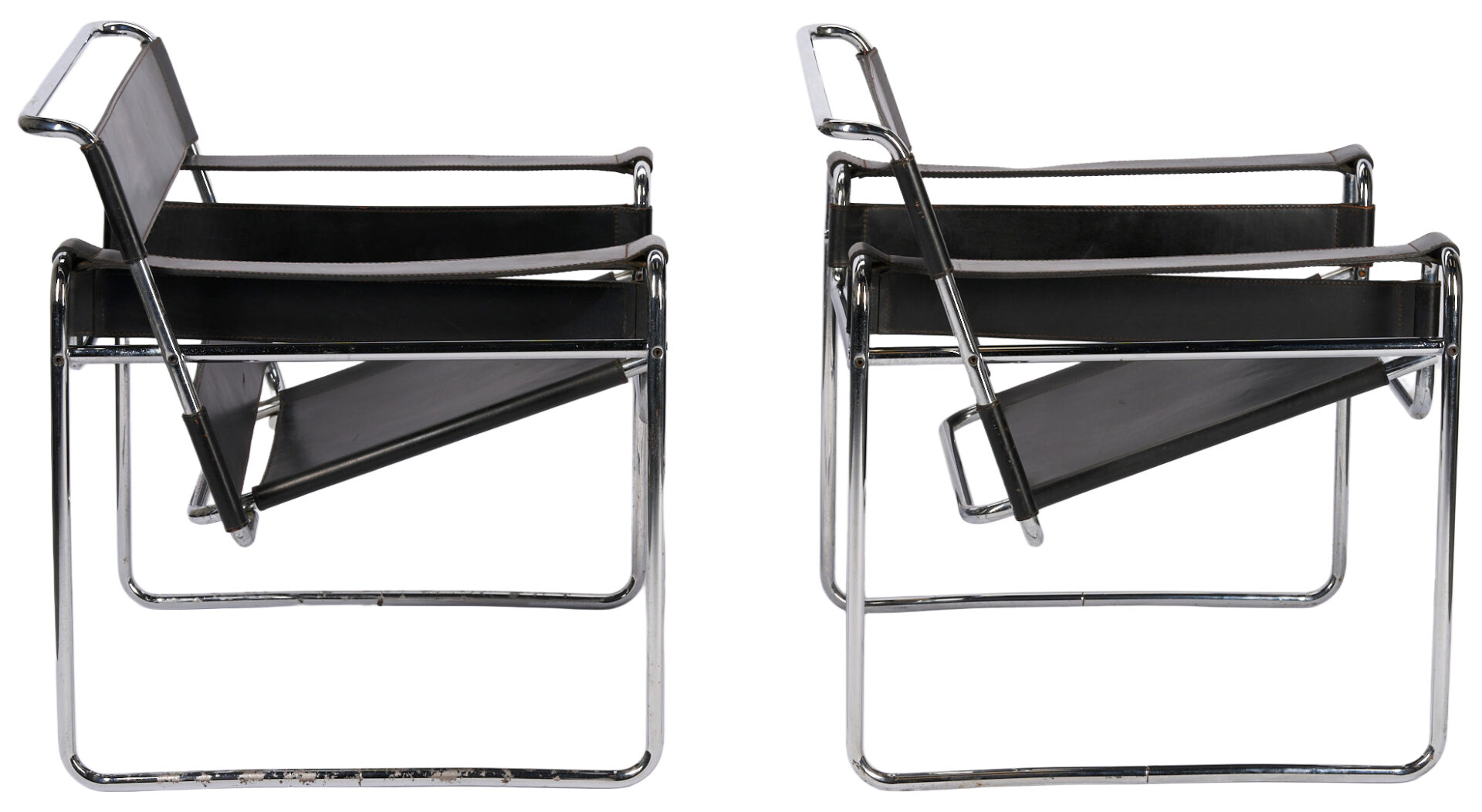 Lot 443: Pair Marcel Breuer for Knoll Wassily Chairs, Labeled