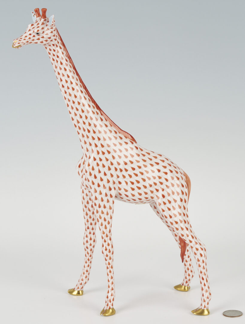 Lot 456: Large Herend Giraffe, Red Fish Scale