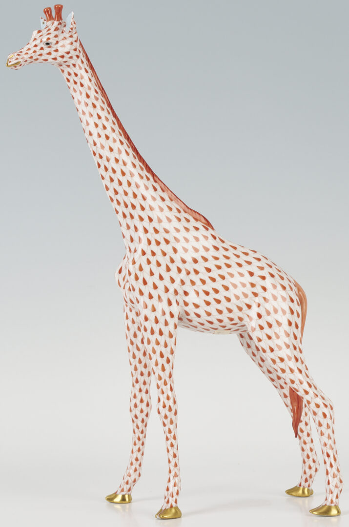 Lot 456: Large Herend Giraffe, Red Fish Scale