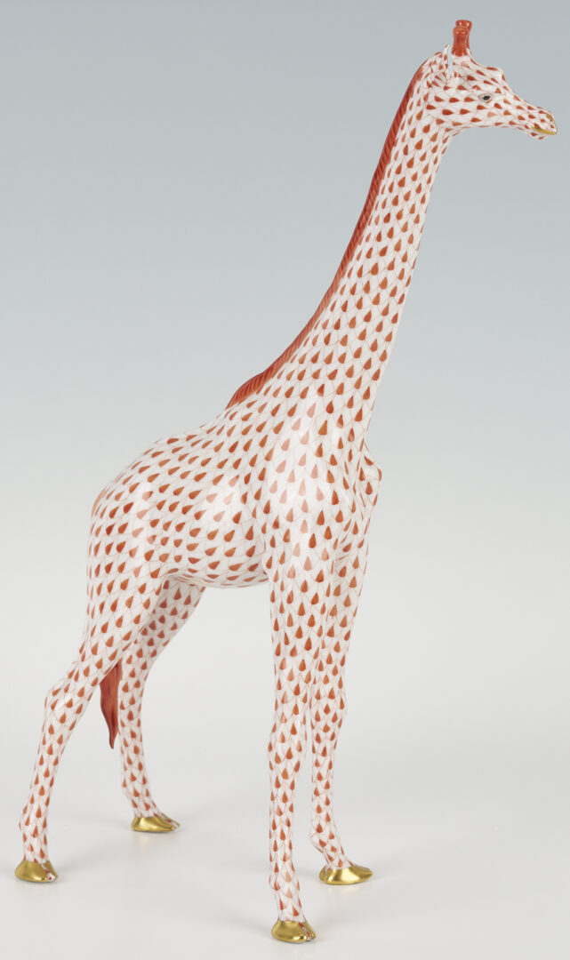 Lot 456: Large Herend Giraffe, Red Fish Scale