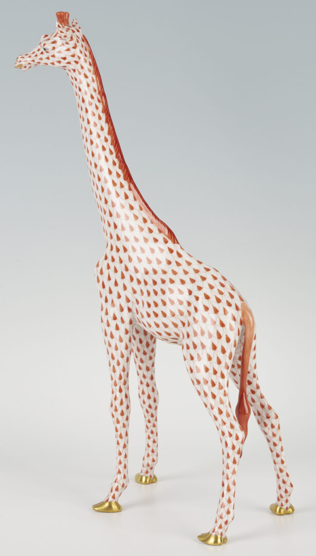 Lot 456: Large Herend Giraffe, Red Fish Scale