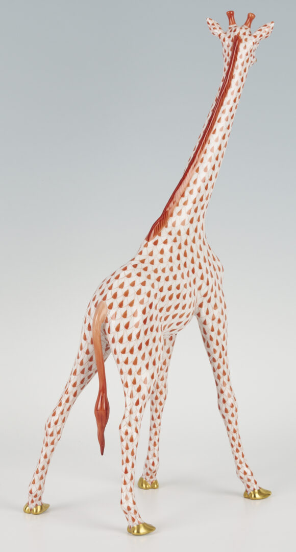 Lot 456: Large Herend Giraffe, Red Fish Scale