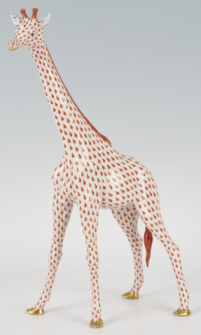 Lot 456: Large Herend Giraffe, Red Fish Scale