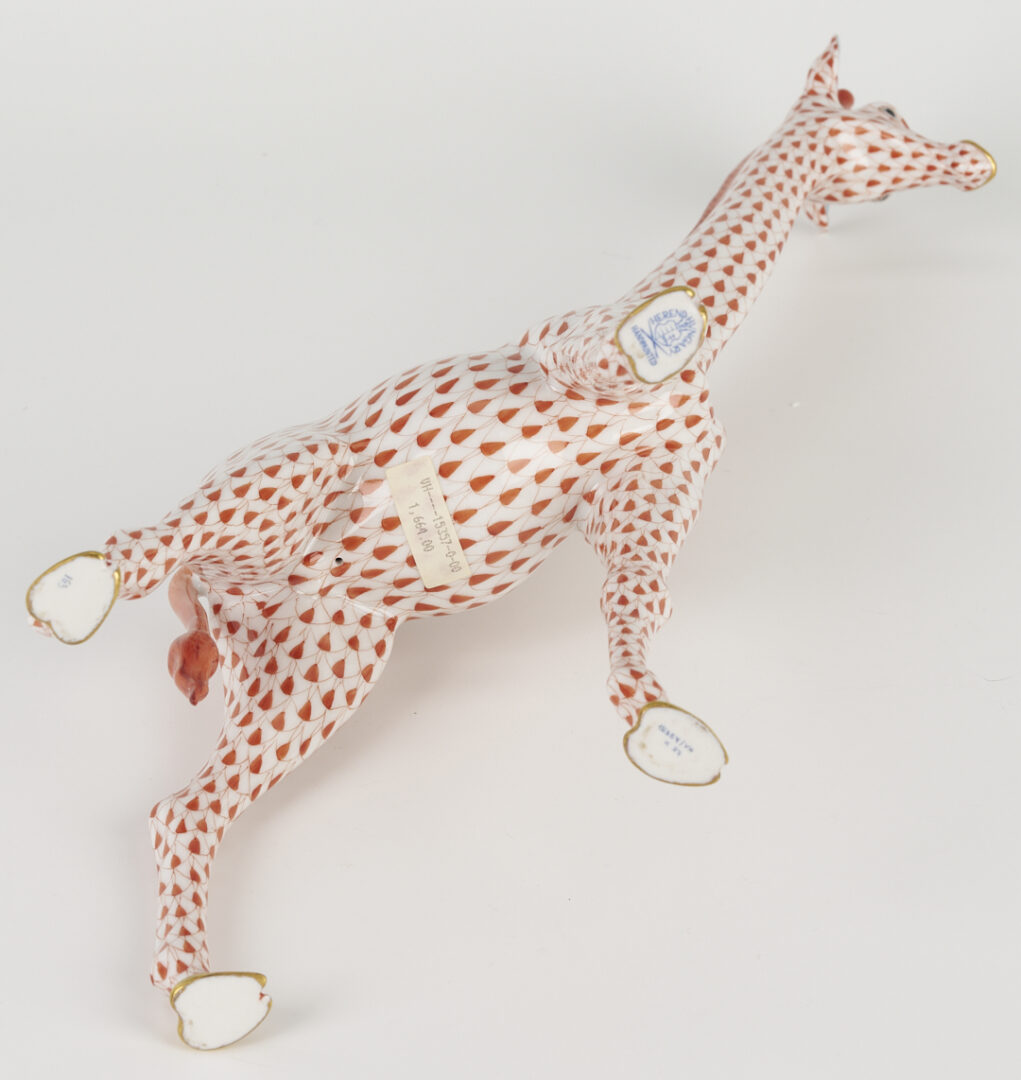 Lot 456: Large Herend Giraffe, Red Fish Scale