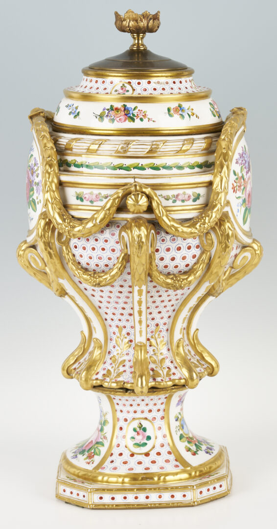 Lot 457: Large Sevres Style Lidded Porcelain Urn