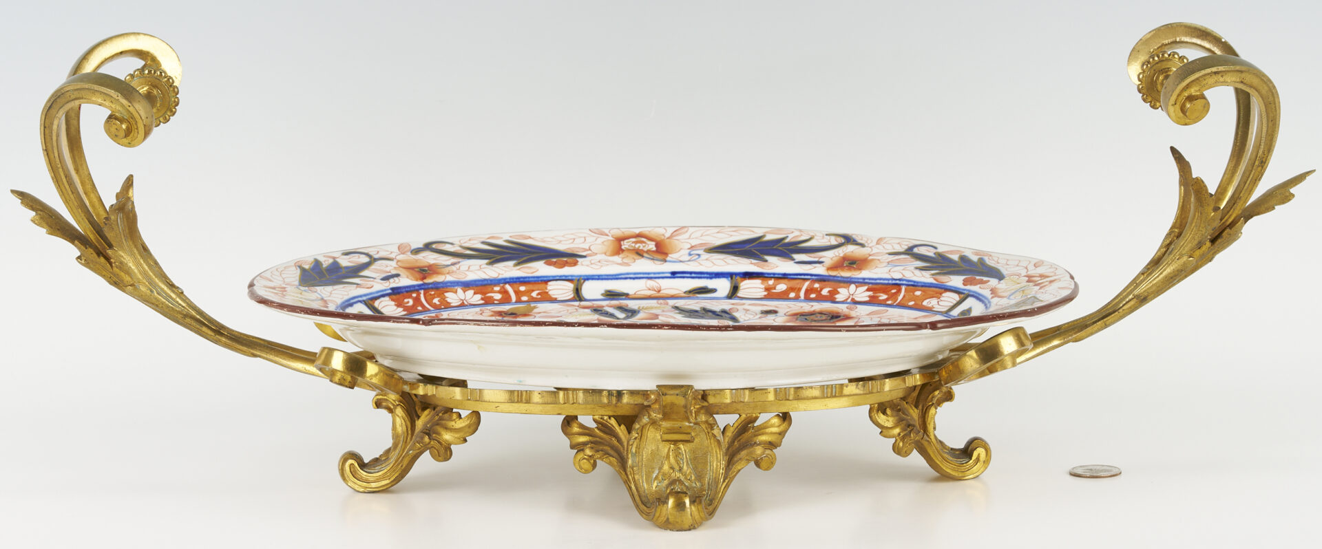 Lot 458: English Imari Platter with Ormolu Stand