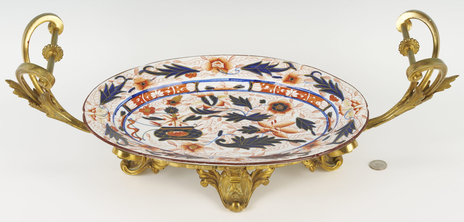 Lot 458: English Imari Platter with Ormolu Stand