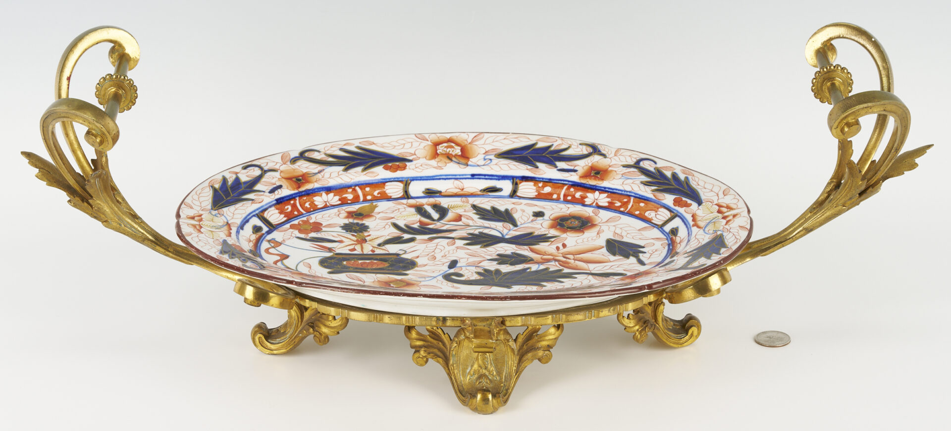 Lot 458: English Imari Platter with Ormolu Stand