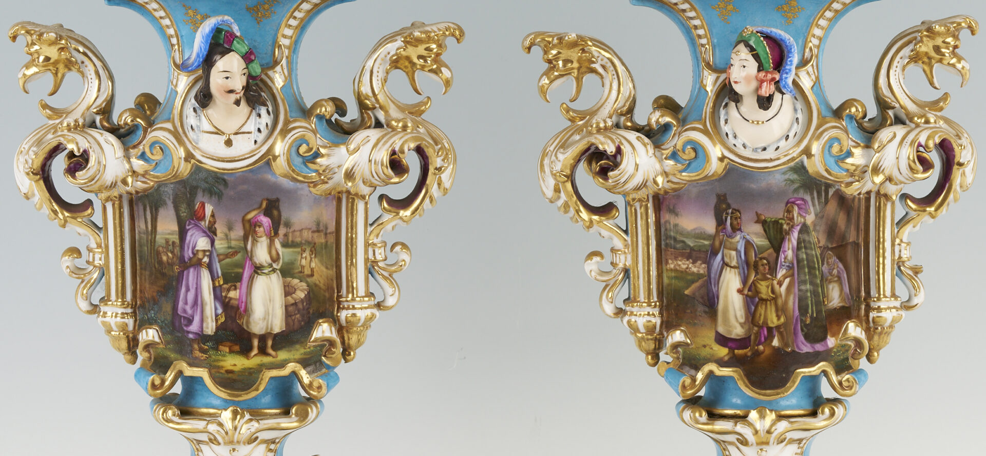 Lot 461: Pair Old Paris Vases, Old Testament Scenes