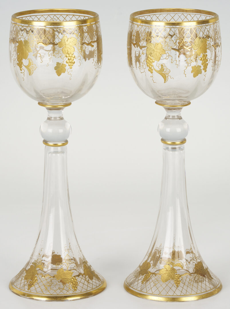 Lot 465: 18 Gilt Glass Goblets and Decanters