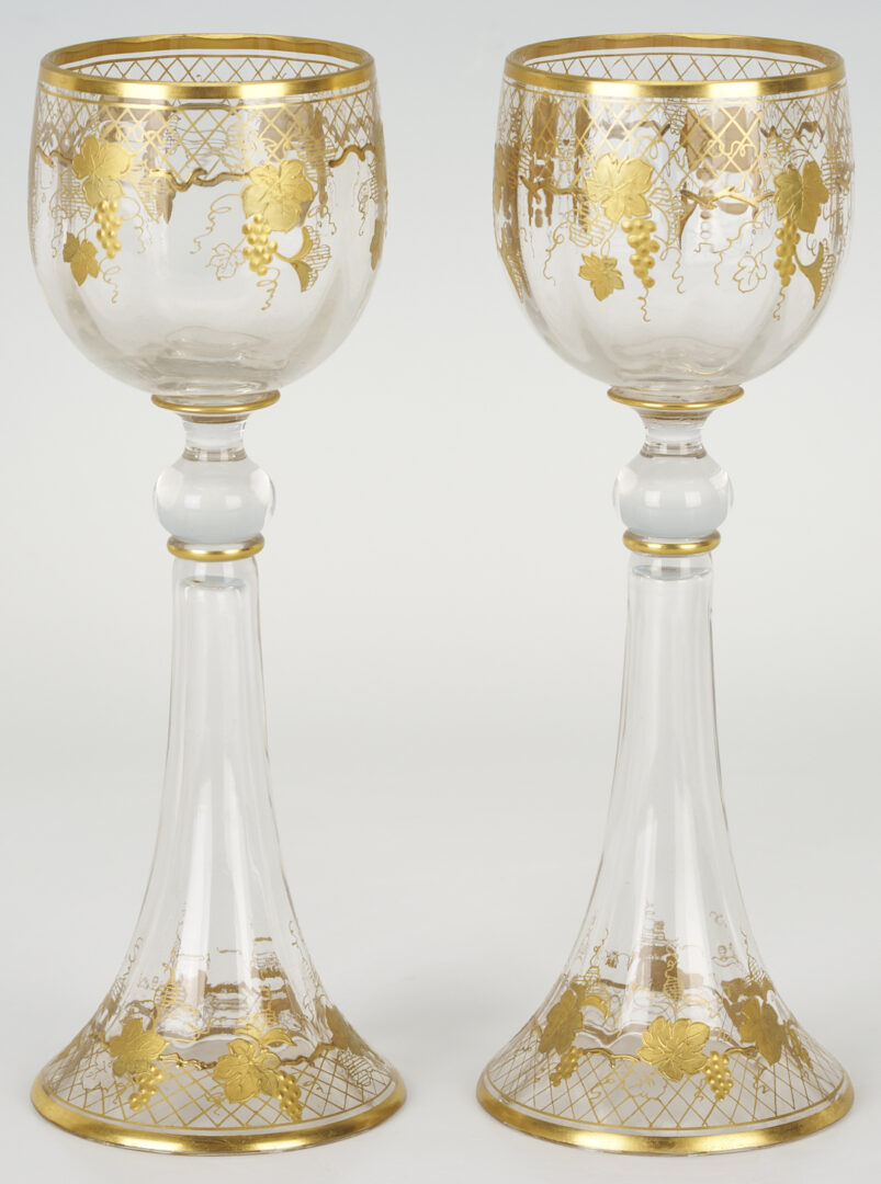 Lot 465: 18 Gilt Glass Goblets and Decanters