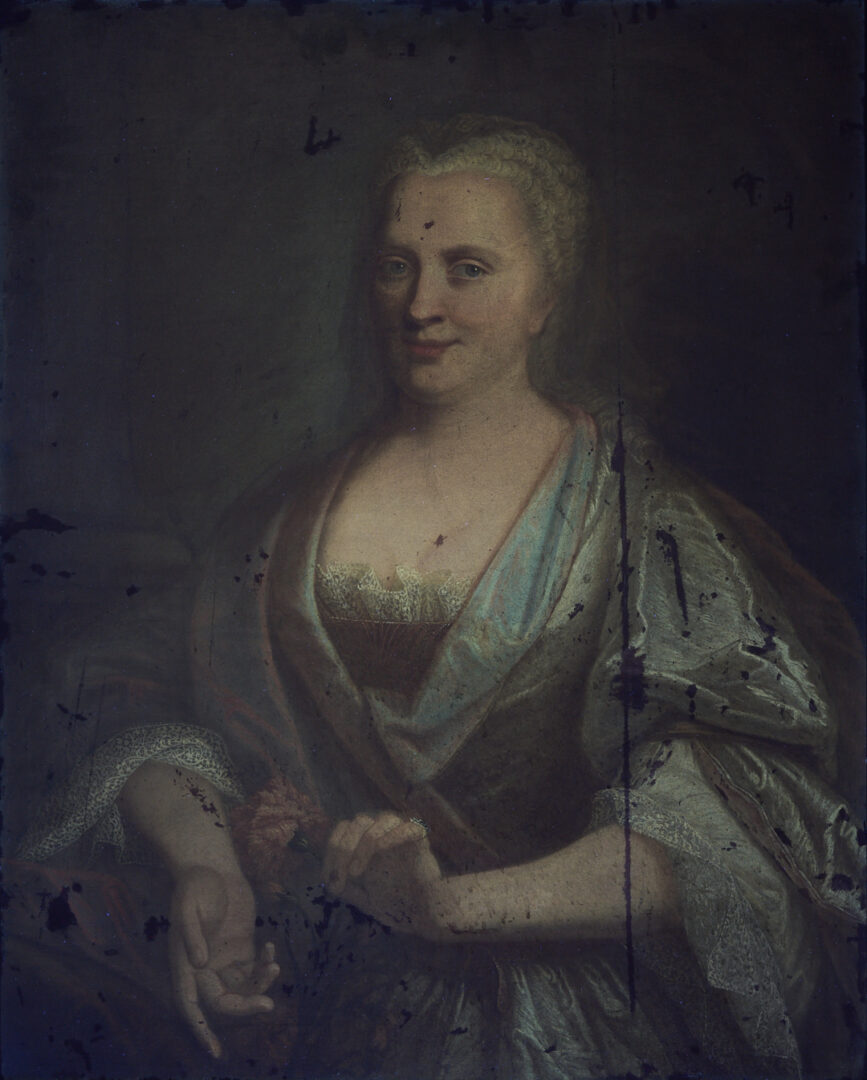 Lot 473: Continental School 18th C. Portrait, Lady with Carnation