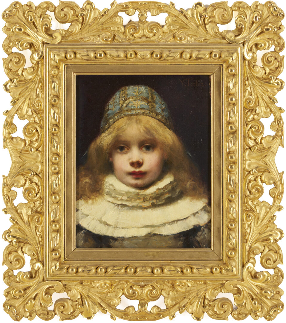 Lot 474: Victor Tortez, O/B Portrait of a Dutch Child