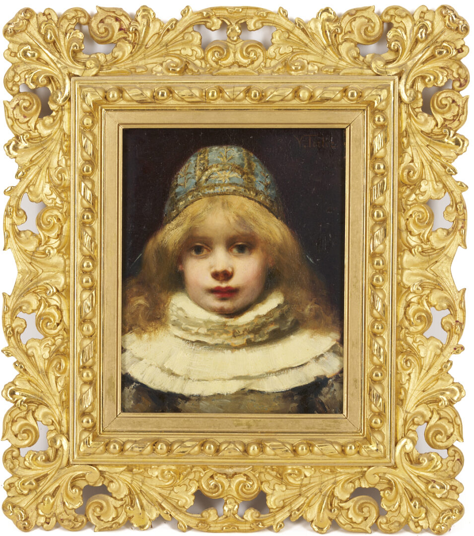 Lot 474: Victor Tortez, O/B Portrait of a Dutch Child