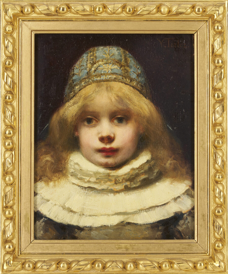 Lot 474: Victor Tortez, O/B Portrait of a Dutch Child