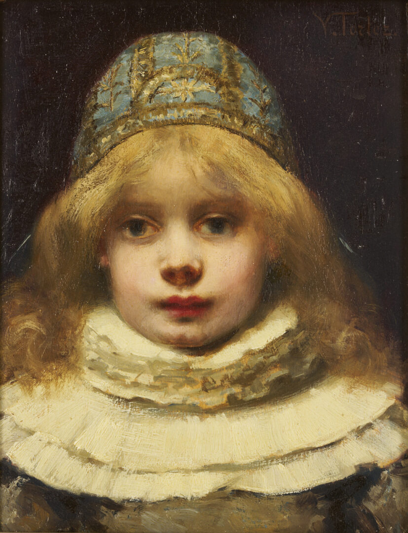 Lot 474: Victor Tortez, O/B Portrait of a Dutch Child