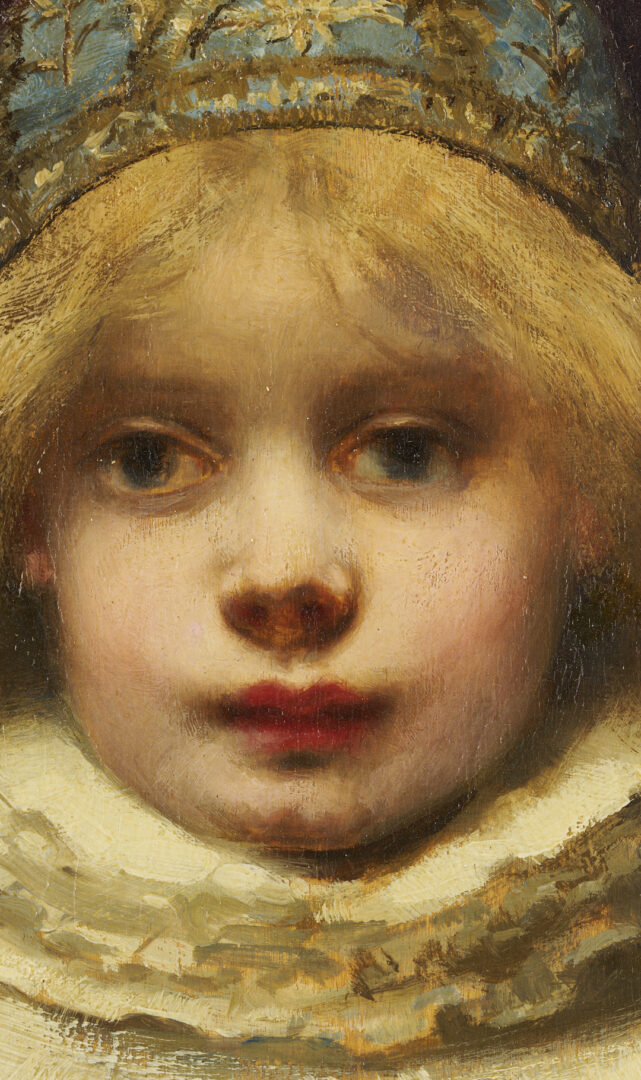 Lot 474: Victor Tortez, O/B Portrait of a Dutch Child