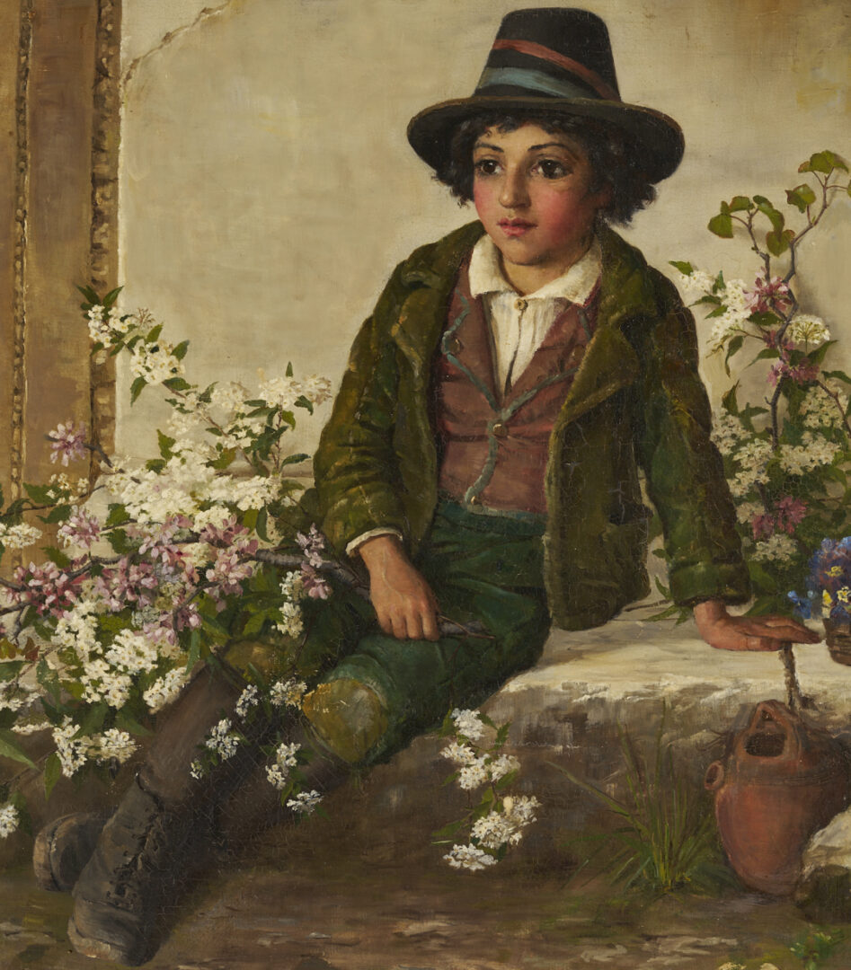 Lot 475: Attributed to Antonio Paoletti O/C, Venetian Flower Seller