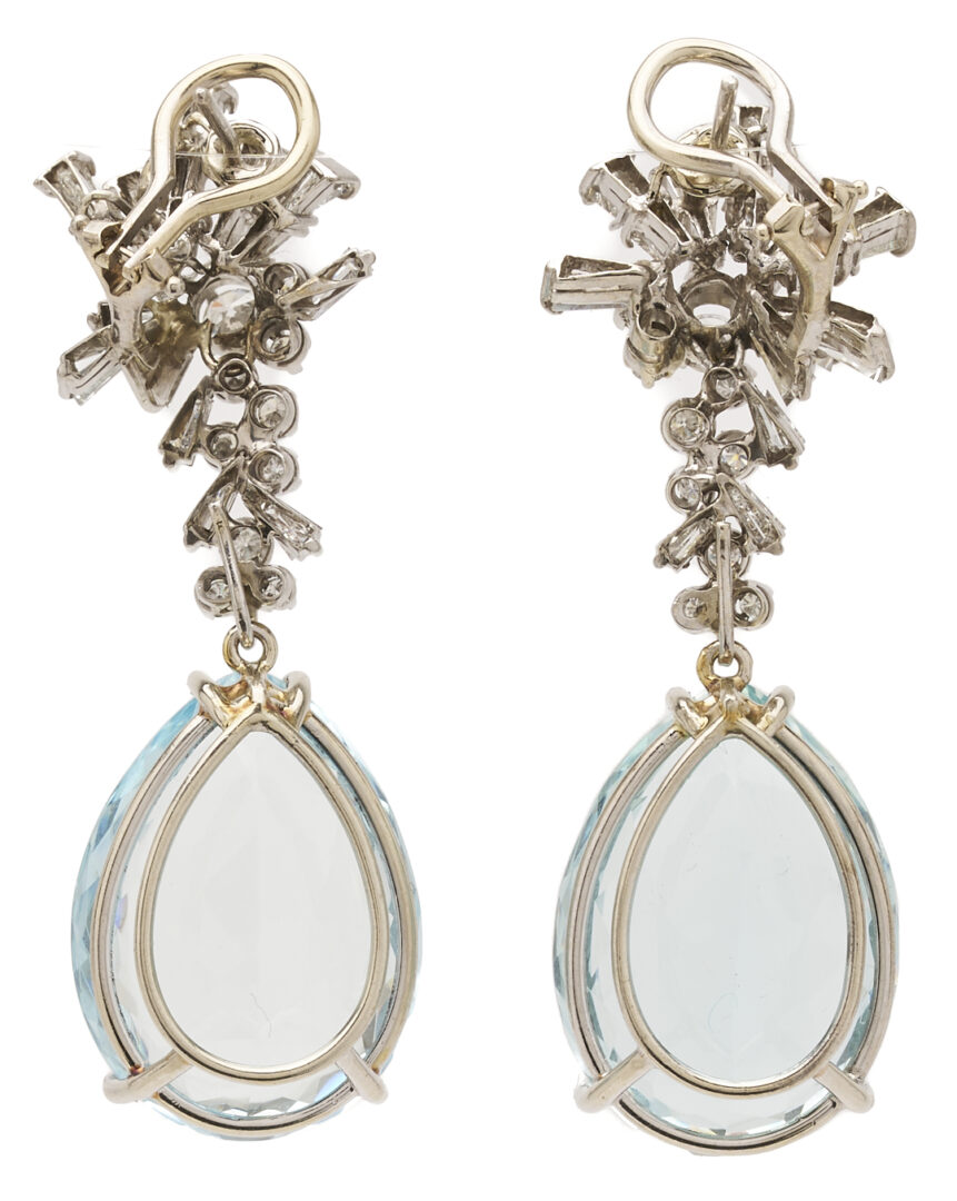 Lot 47: Lady's Vintage 14K White Gold Aquamarine Earrings