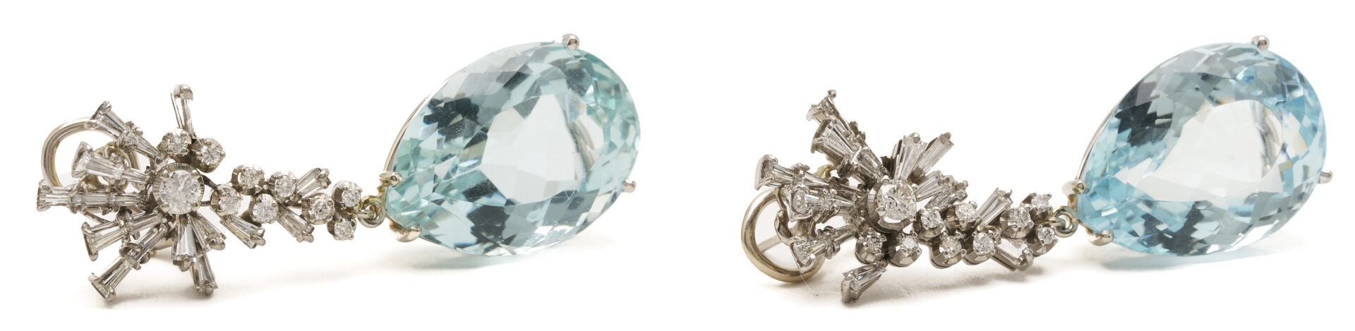 Lot 47: Lady's Vintage 14K White Gold Aquamarine Earrings