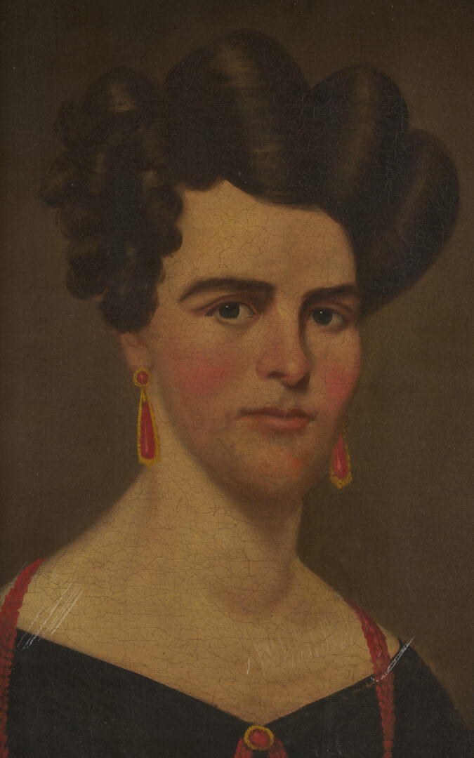 Lot 484: Portrait of a 19th C. Lady w/ Red Coral Jewelry