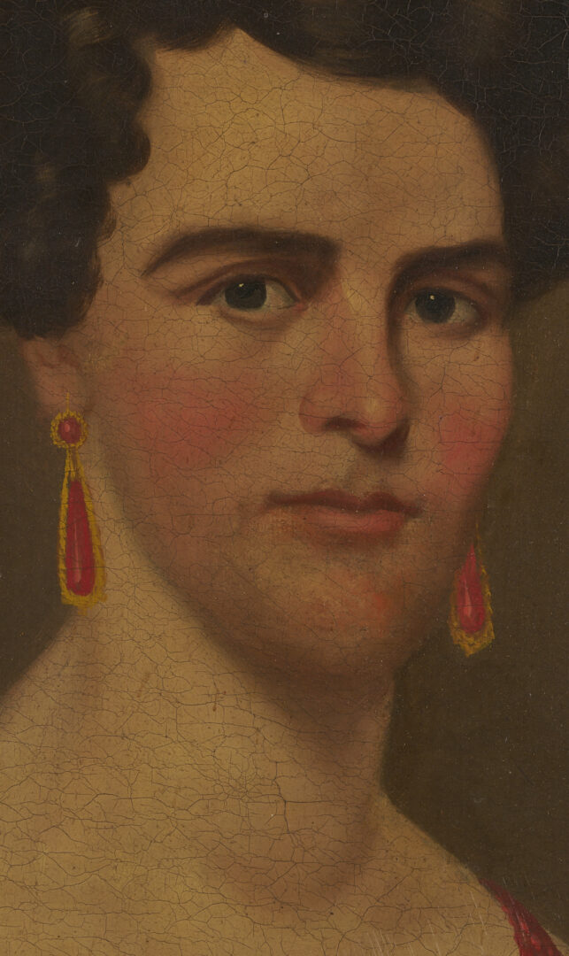 Lot 484: Portrait of a 19th C. Lady w/ Red Coral Jewelry