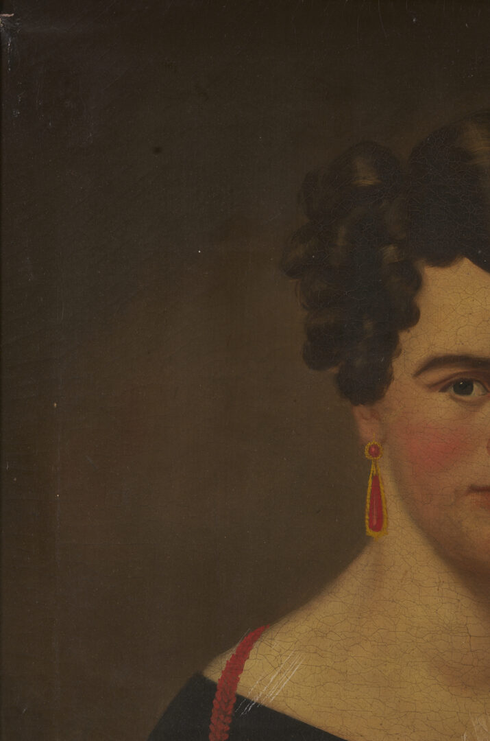 Lot 484: Portrait of a 19th C. Lady w/ Red Coral Jewelry