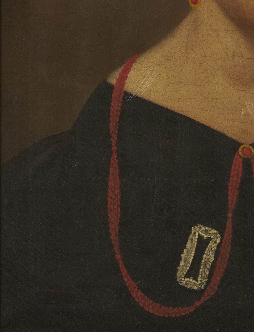 Lot 484: Portrait of a 19th C. Lady w/ Red Coral Jewelry