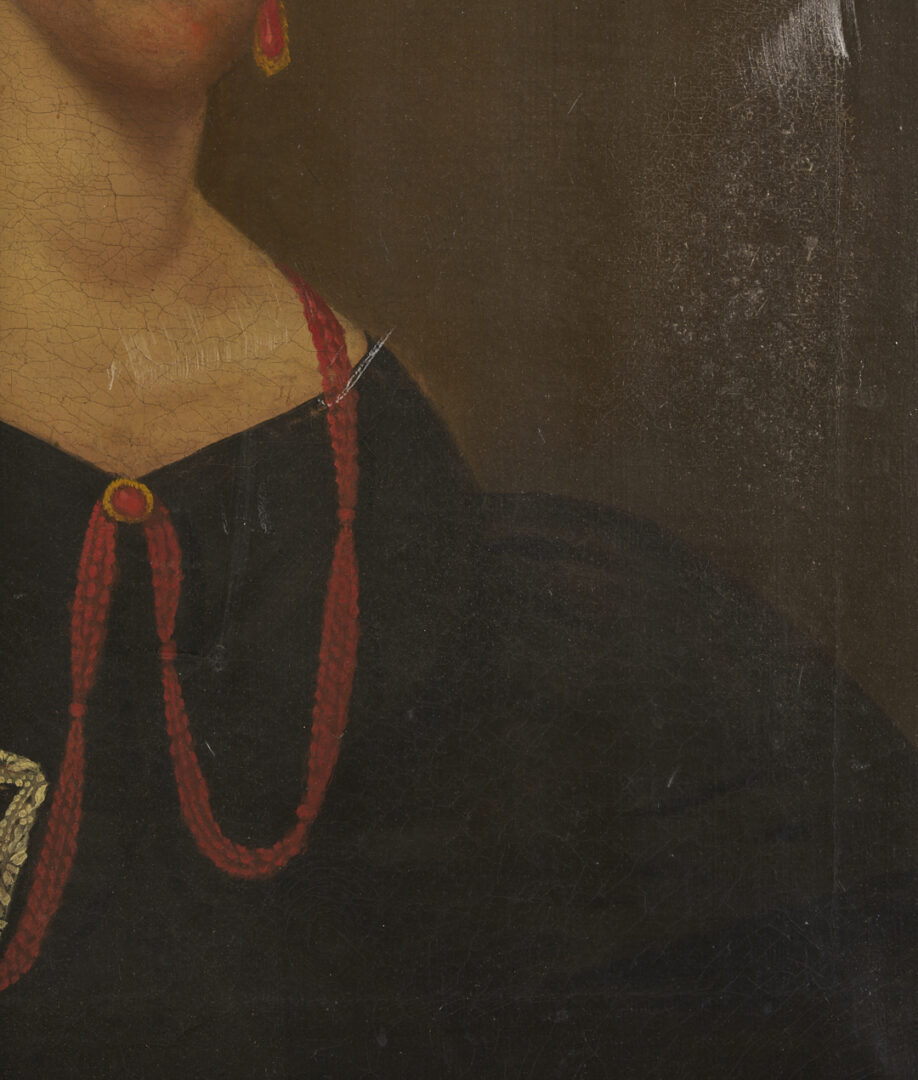 Lot 484: Portrait of a 19th C. Lady w/ Red Coral Jewelry