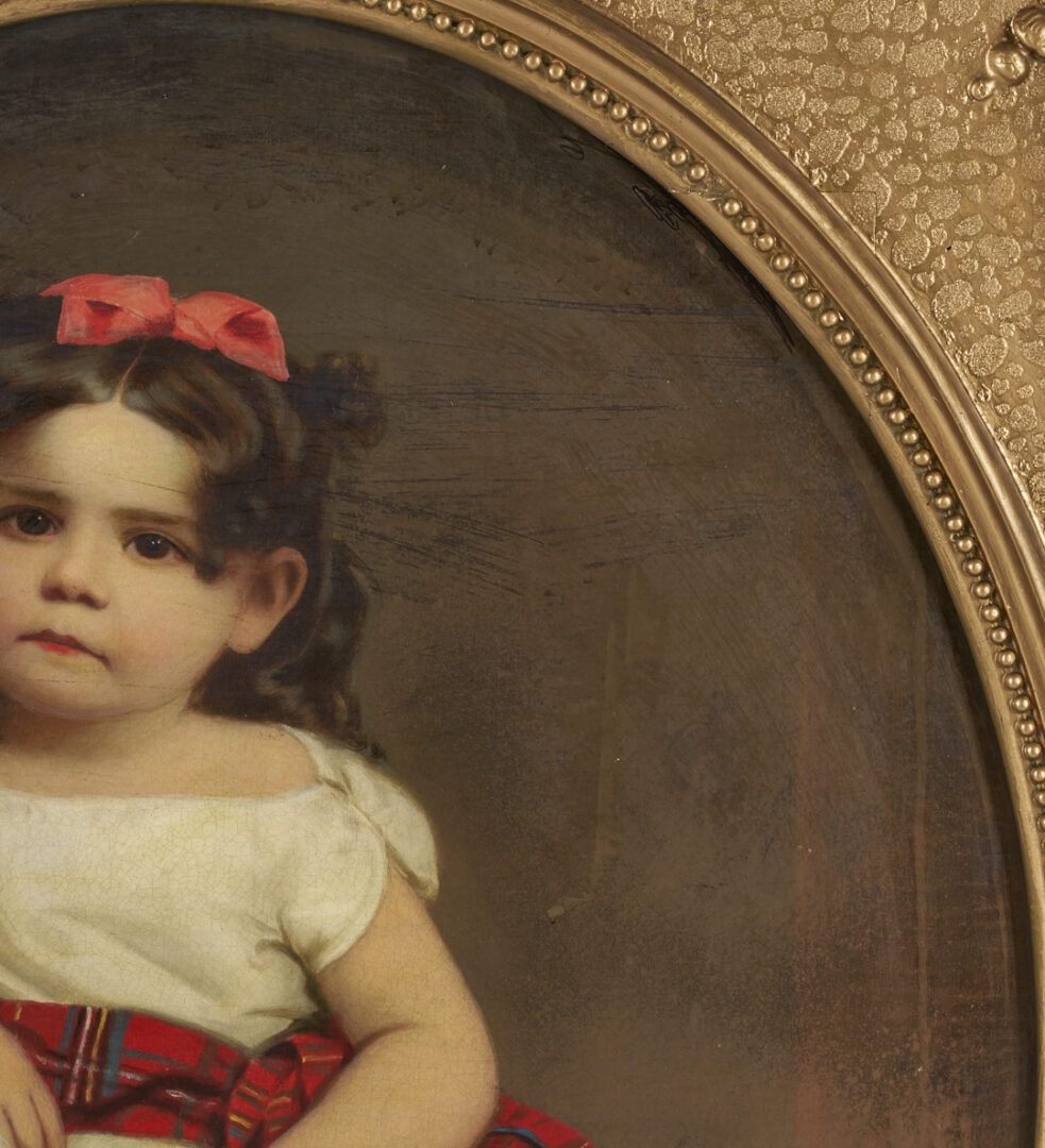 Lot 486: American School Portrait of a Girl in Tartan Sash, 19th c.