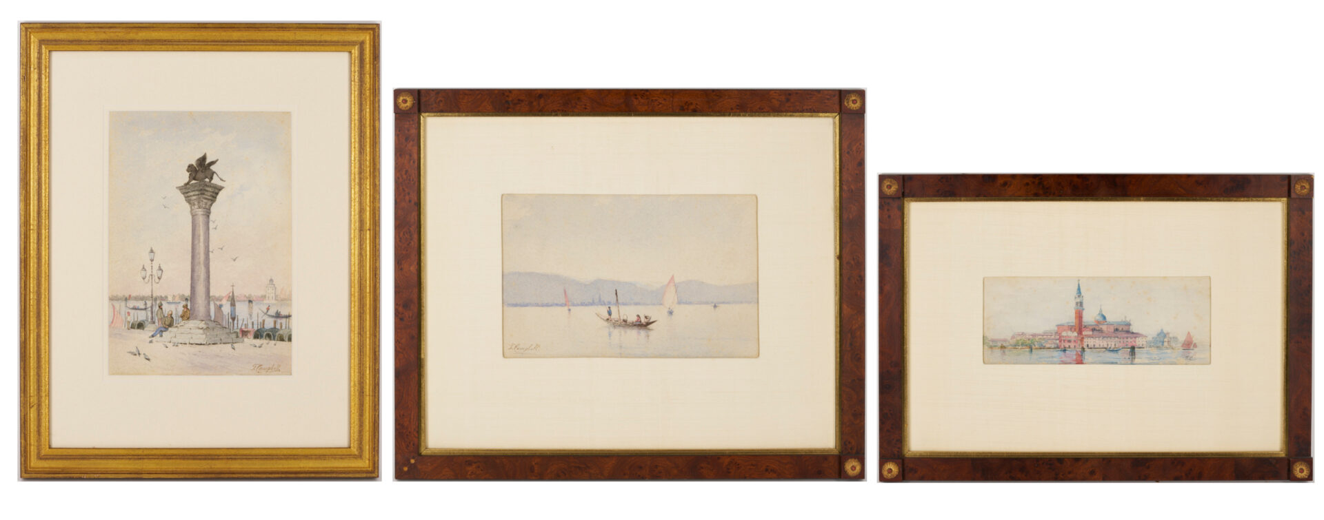 Lot 488: 3 Thomas Campbell Watercolors, Venetian Scenes