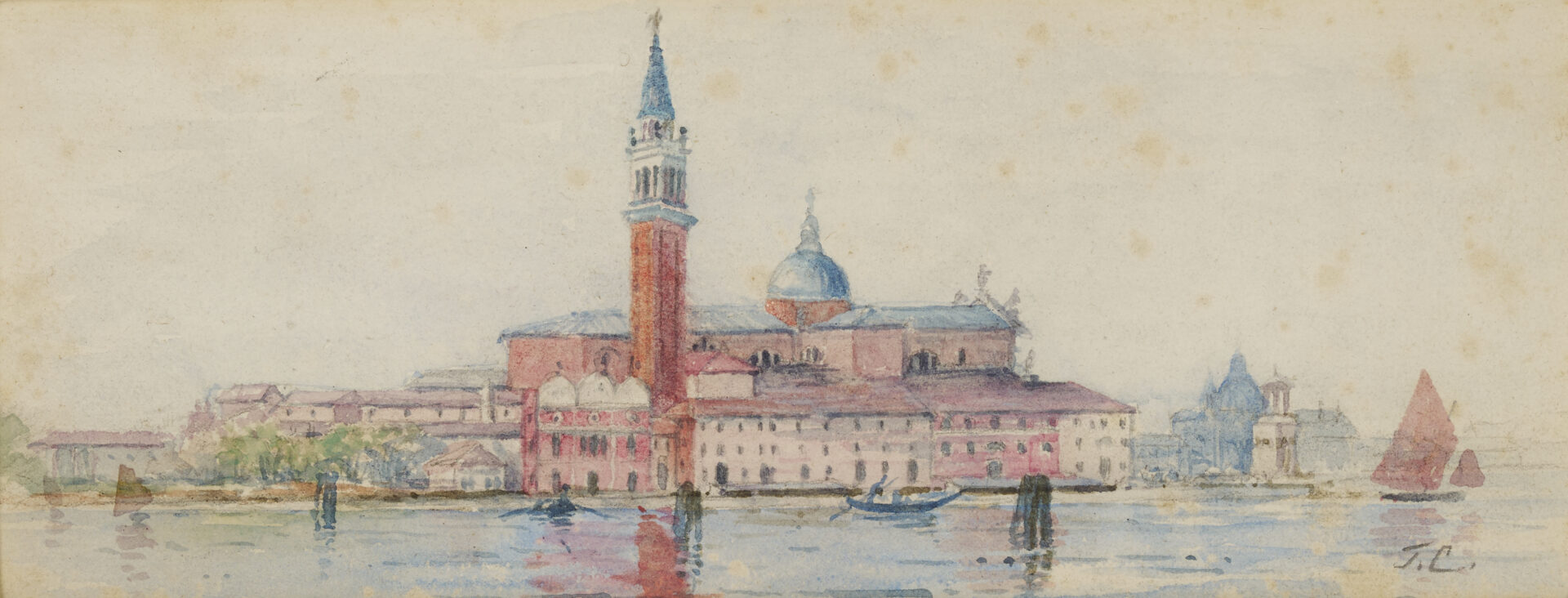 Lot 488: 3 Thomas Campbell Watercolors, Venetian Scenes