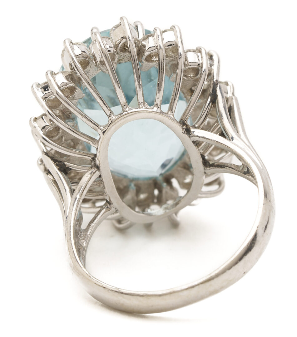 Lot 48: Lady's Vintage 14K White Gold Aquamarine & Diamond Ring