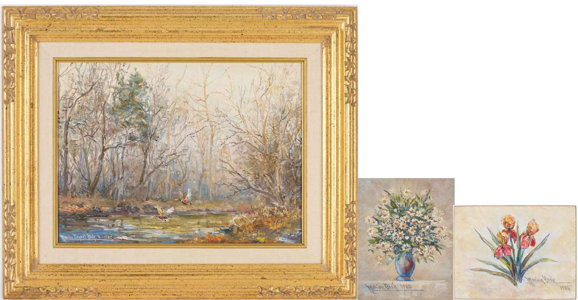 Lot 490: Marion Bryant Cook; Landscape plus 2 Small Florals