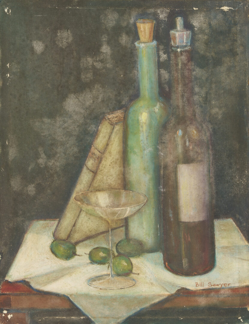 Lot 499: Bill Sawyer Oil Still Life, A Cocktail and Thomas Wolfe