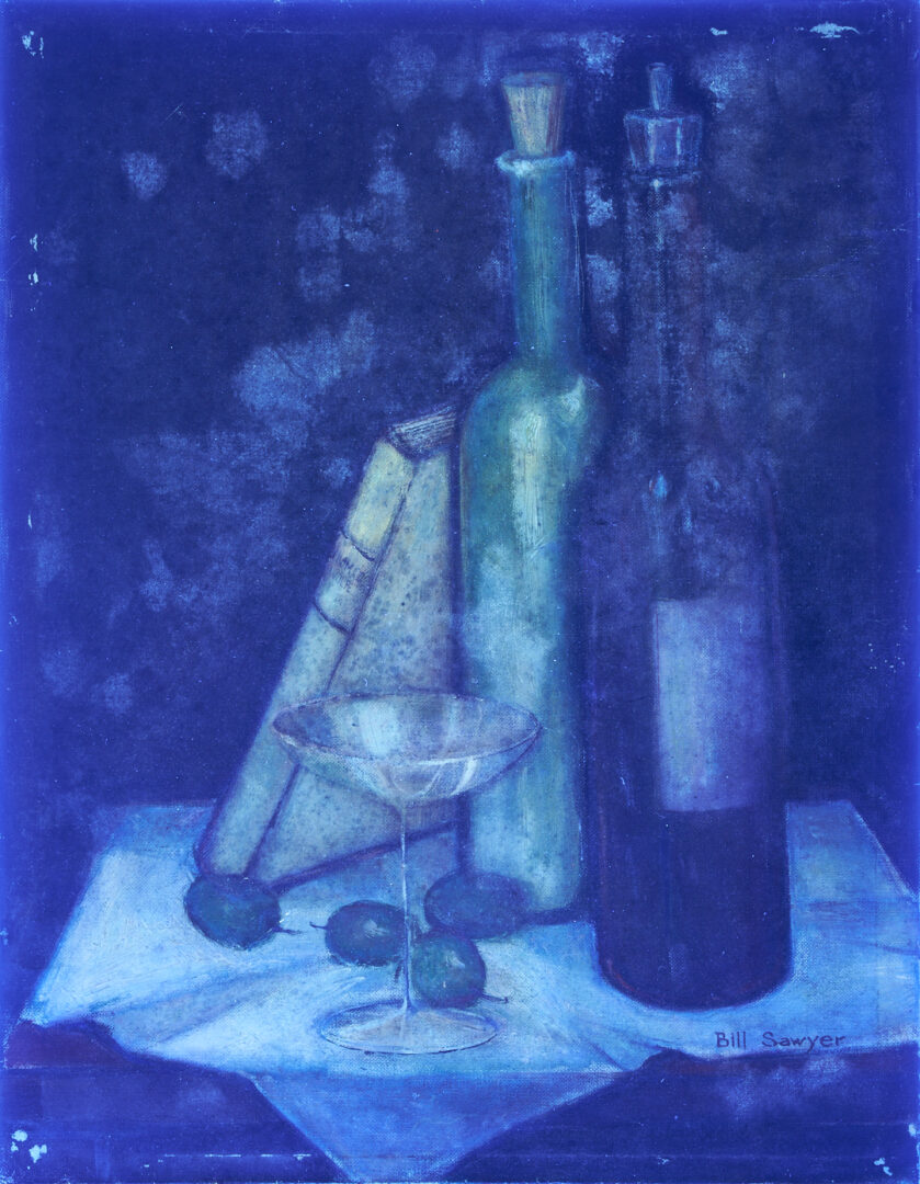 Lot 499: Bill Sawyer Oil Still Life, A Cocktail and Thomas Wolfe