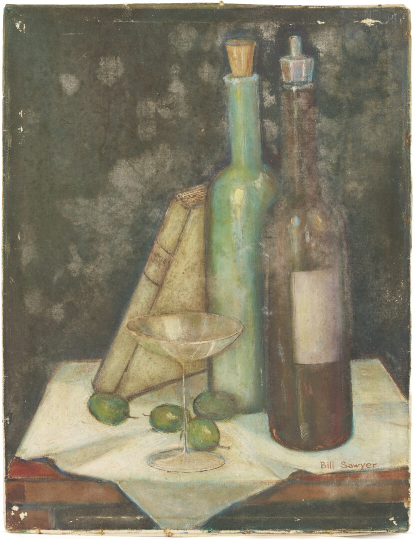 Lot 499: Bill Sawyer Oil Still Life, A Cocktail and Thomas Wolfe