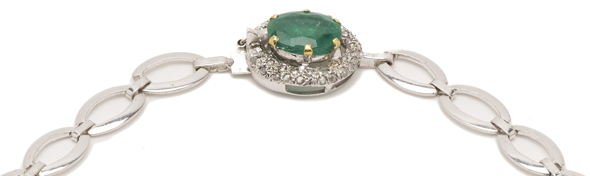 Lot 49: 18K Gold, Emerald, & Diamond Neckace w/ Matching Earrings