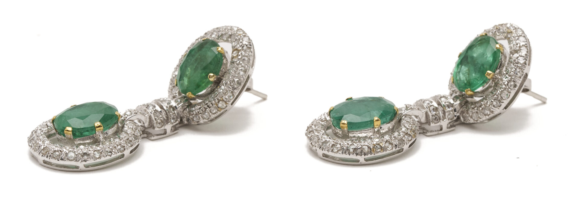 Lot 49: 18K Gold, Emerald, & Diamond Neckace w/ Matching Earrings