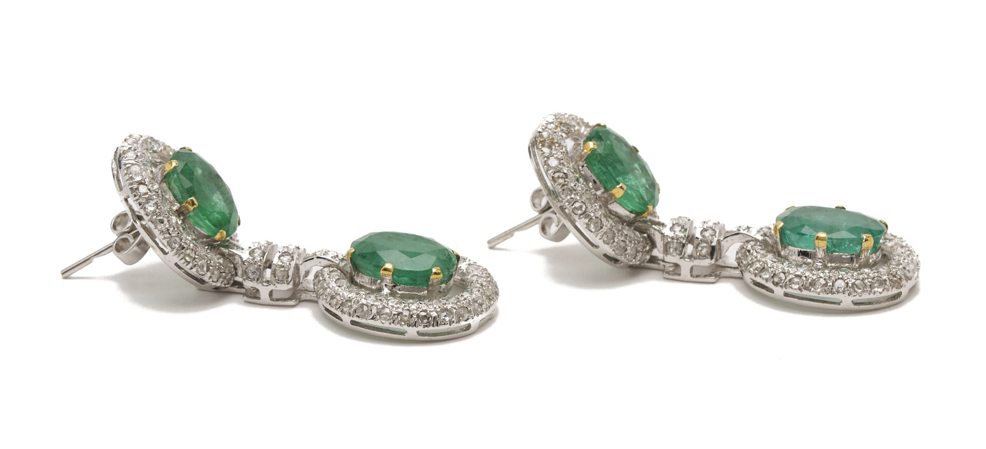 Lot 49: 18K Gold, Emerald, & Diamond Neckace w/ Matching Earrings